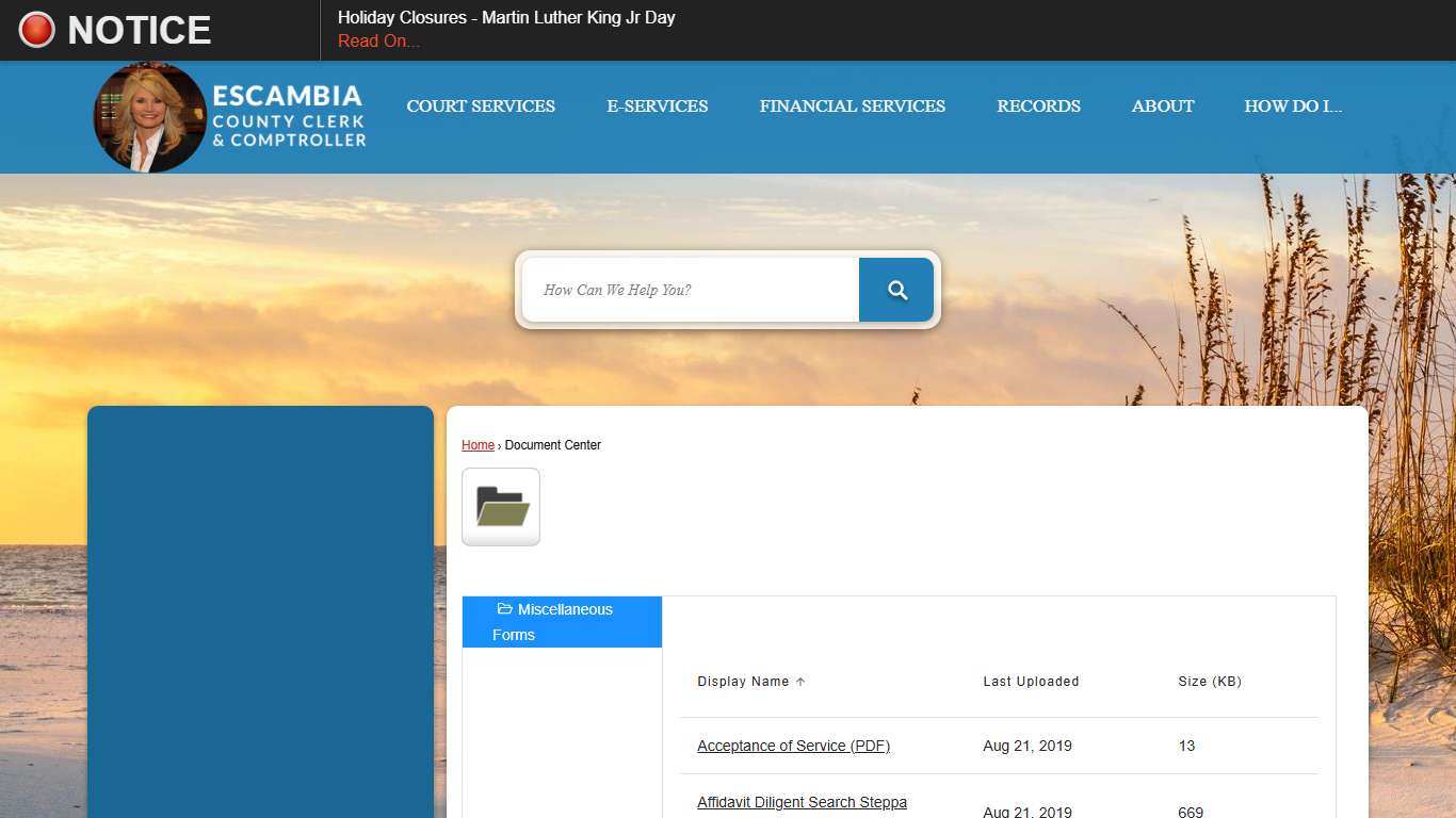 Document Center • Escambia County Clerk, FL • CivicEngage